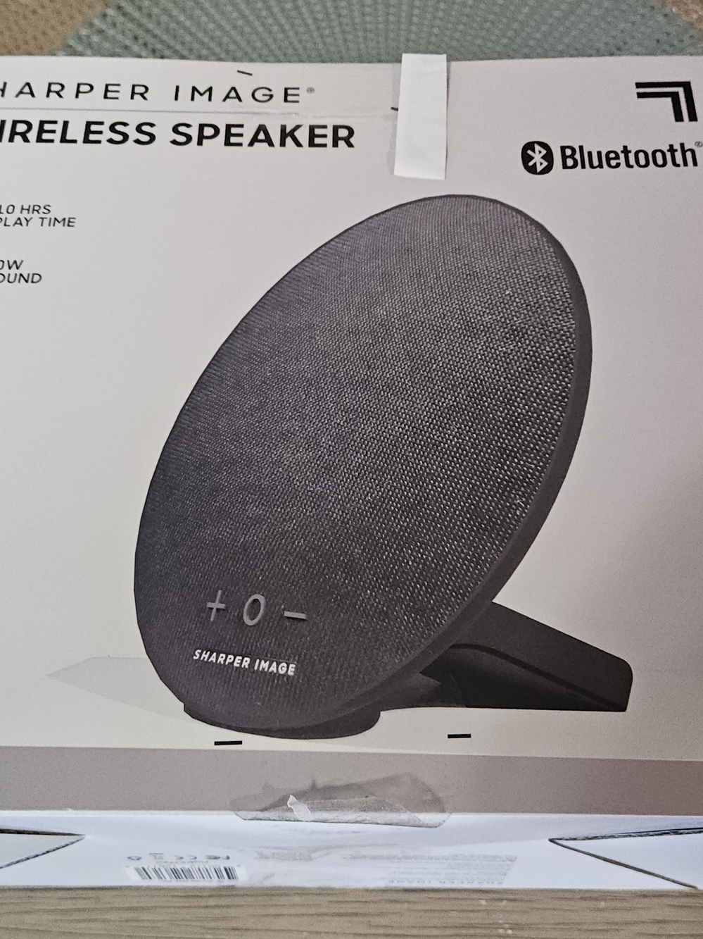 Sharper Image Gray Bluetooth Wireless Portable Speaker with Fabric Grille